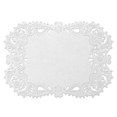 HBH™ 17 1/2 x 12 1/4 Place Mat With Laser-Cut Filigree Design, White, 12/Pack