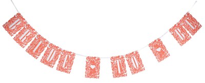 HBH™ 60 x 4 Bride-to-Be Banner With Floral Accents, Coral/White