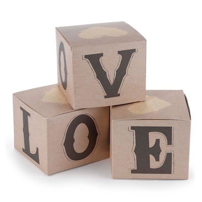HBH™ 3 x 3 1/2 Rustic Love Cup Cake Box, Kraft, 25/Pack