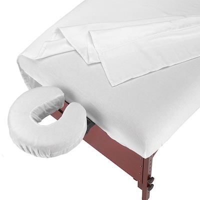 Master Massage 3 Piece Deluxe Table Flannel Sheet Set, Light Beige (94206)