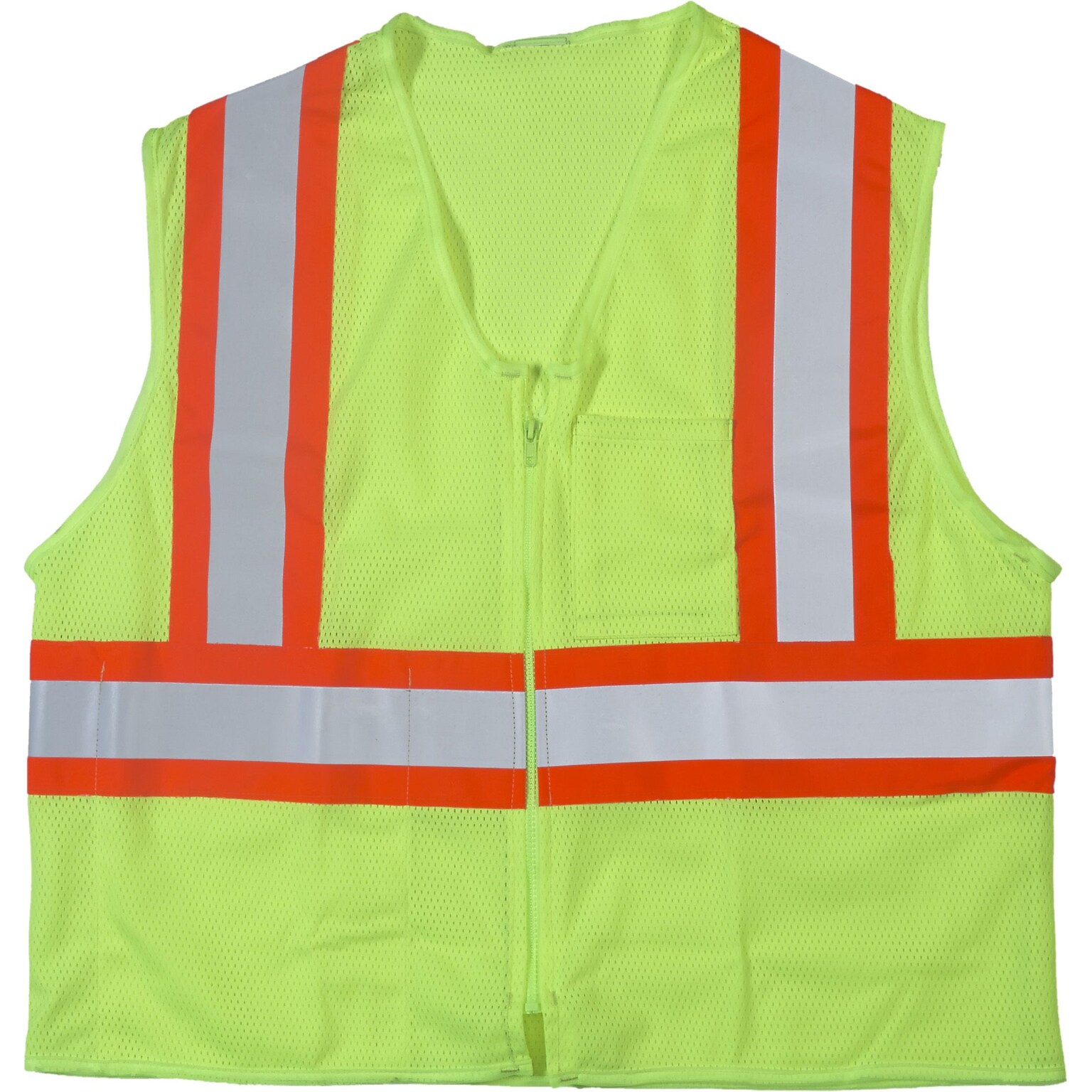 Mutual Industries High Visibility Sleeveless Safety Vest, ANSI Class R2, Lime, Large/XL (16376-0-3)