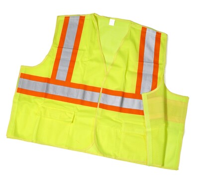 Mutual Industries MiViz High Visibility Sleeveless Safety Vest, ANSI Class R2, Lime, Medium (16386-0-2)