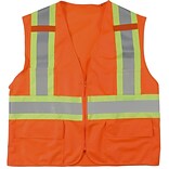 Mutual Industries MiViz ANSI Class 2 High Visibility Surveyor Vest With Pockets; Orange, 2XL