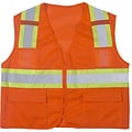 Mutual Industries High Visibility Sleeveless Safety Vest, ANSI Class R2, Orange, X-Large (16368-1-4)