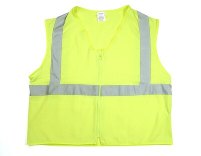 Mutual Industries High Visibility Sleeveless Safety Vest, ANSI Class R2, Lime, X-Large (80070-0-104)