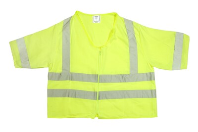 Mutual Industries Gann Solid Durable Flame Retardant Safety Vest, ANSI Class 3, Lime, XL