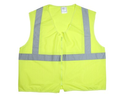 Mutual Industries High Visibility Sleeveless Safety Vest, ANSI Class R2, Lime, Medium (84900-0-102)
