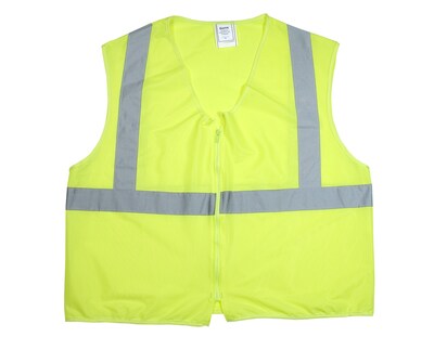 Mutual Industries High Visibility Sleeveless Safety Vest, ANSI Class R2, Lime, Large (84900-0-103)