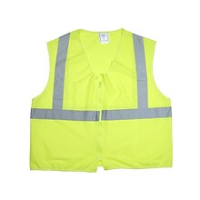 Mutual Industries Gann Solid Non Durable Flame Retardant Safety Vest, ANSI Class R2, Lime, Large