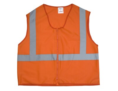 Mutual Industries High Visibility Sleeveless Safety Vest, ANSI Class R2, Orange, X-Large (84910-0-10