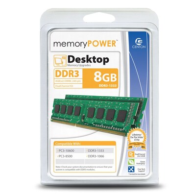 Centon Desktop Memory Module PC3-10600, 1333MT/S, DDR3 DIMM, 8GB