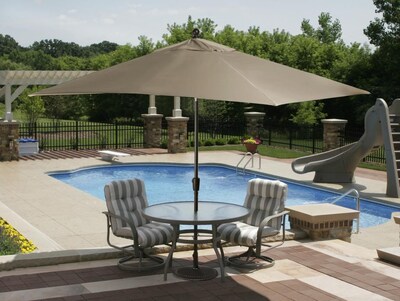 Swim Time™ Caspian 10' x 8' Rectangle Market Umbrella With Auto-Tilt, Terra Cotta Olefin