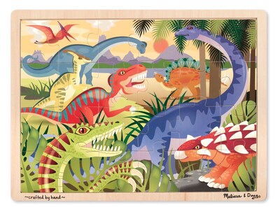 Melissa & Doug Sturdy Wooden Dinosaur Jigsaw Puzzle, 24/Pack