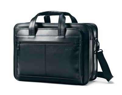 Samsonite Leather Expandable Laptop Briefcase, Black (43118-1041)