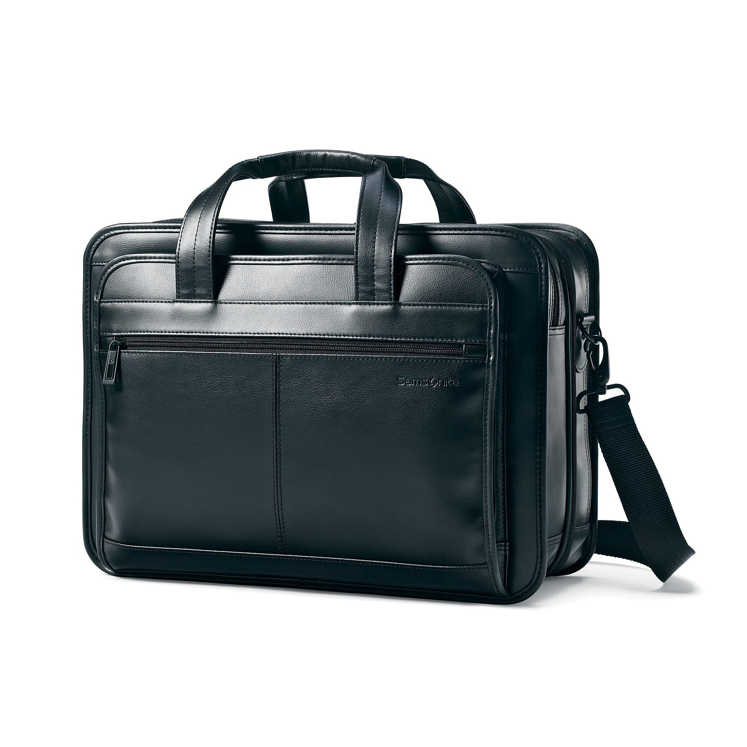 Samsonite Leather Expandable Laptop Briefcase, Black (43118-1041)