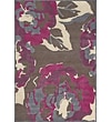 FeizyÂ® Saphir Rubus Botanical Art Silk Pile Area Rug; Dark Gray/Raspberry, 7' 6" x 10' 6"