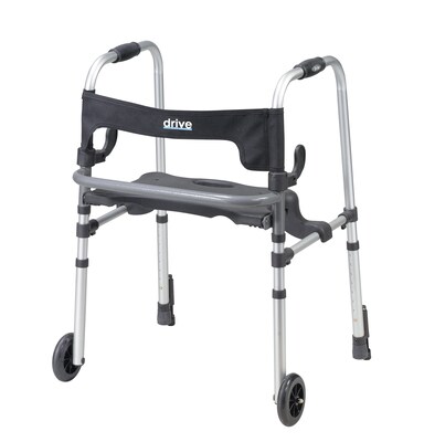 Drive Medical Clever Lite LS Walker Rollator with Seat and Push Down Brakes (10233)