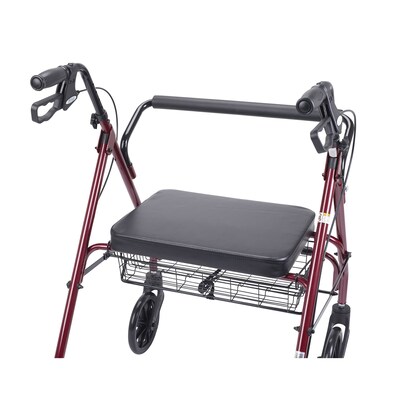 Drive Medical Heavy Duty Bariatric Rollator Rolling Walker with Large Padded Seat Red (10215RD-1)