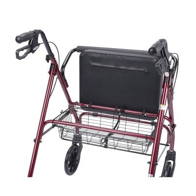 Drive Medical Heavy Duty Bariatric Rollator Rolling Walker with Large Padded Seat Red (10215RD-1)