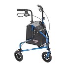 Drive Medical 3 Wheel Rollator Rolling Walker with Basket Tray and Pouch Flame Blue (10289BL)
