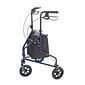 Drive Medical 3 Wheel Rollator Rolling Walker with Basket Tray and Pouch Flame Blue (10289BL)