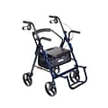 Drive Medical Duet Dual Function Transport Wheelchair Rollator Rolling Walker Blue (795B)