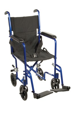 Drive Medical Lightweight Transport Wheelchair 19 Seat Blue (ATC19-BL)