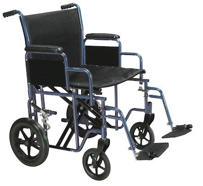 Drive Medical Bariatric Heavy Duty Transport Wheelchair with Swing Away Footrest 22 Seat Blue (BTR2