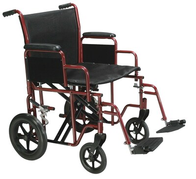 Drive Medical Bariatric Heavy Duty Transport Wheelchair with Swing Away Footrest 20 Seat Red (BTR20-R)