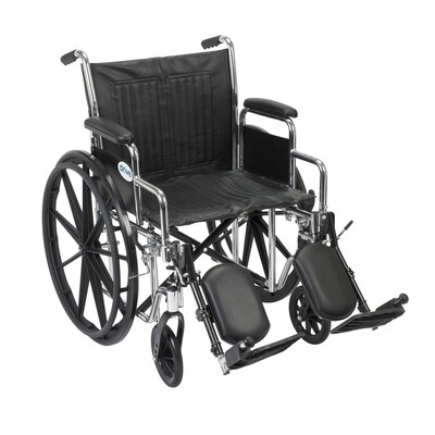Drive Medical Chrome Sport Wheelchair Detachable Desk Arms Elevating Leg Rests 20 Seat (CS20DDA-ELR)