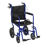 Drive Medical Lightweight Expedition Transport Wheelchair with Hand Brakes Blue (EXP19LTBL)