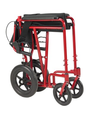 Drive Medical Lightweight Expedition Transport Wheelchair with Hand Brakes Blue (EXP19LTBL)