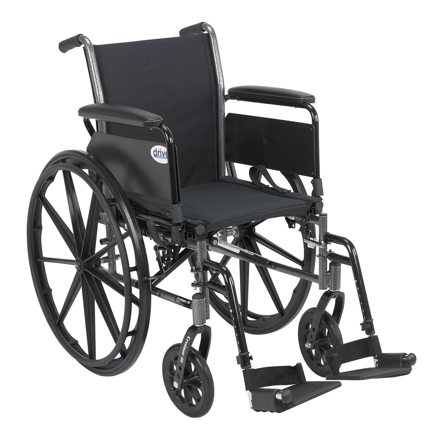 Drive Medical Cruiser III Wheelchair with Flip Back Removable Arms, Full Arms, Footrest, 20