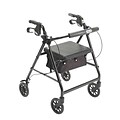 Drive Medical Rollator Rolling Walker with 6 Wheels Fold Up Removable Back Support and Padded Seat Black (R726BK)