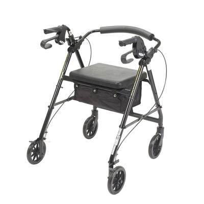 Drive Medical Rollator Rolling Walker with 6 Wheels Fold Up Removable Back Support and Padded Seat