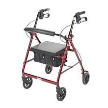 Drive Medical Rollator Rolling Walker with 6 Wheels Fold Up Removable Back Support and Padded Seat