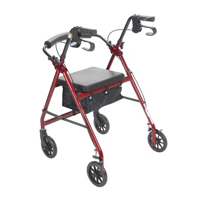 Drive Medical Rollator Rolling Walker with 6 Wheels Fold Up Removable Back Support and Padded Seat