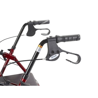 Drive Medical Rollator Rolling Walker with 6" Wheels Fold Up Removable Back Support and Padded Seat Red (R726RD)