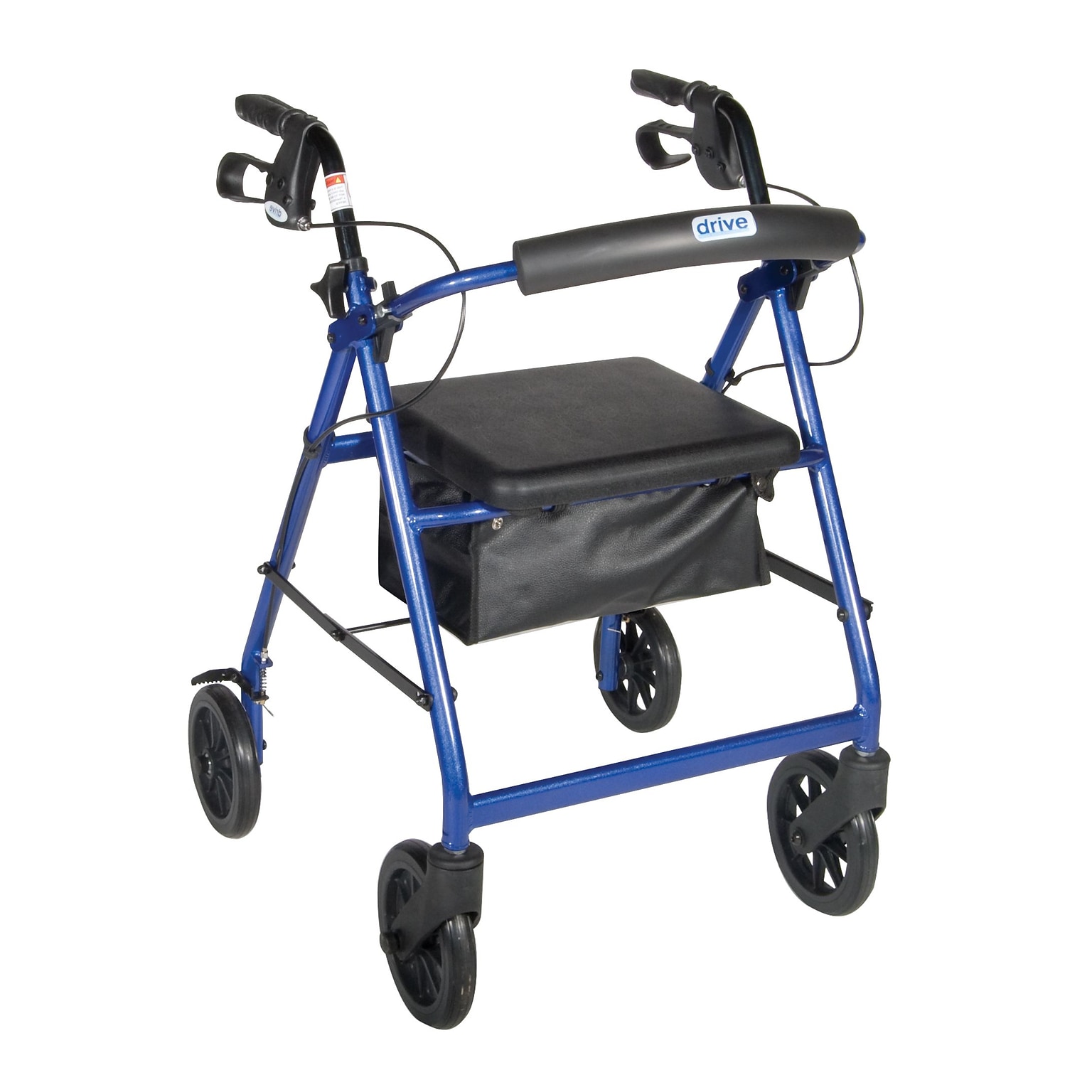 Drive Medical Aluminum Rollator Rolling Walker with Fold Up and Removable Back Support and Padded Seat Blue (R728BL)