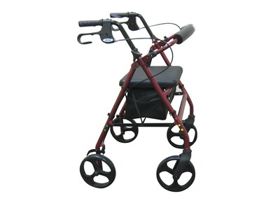 Drive Medical Aluminum Rollator Rolling Walker with Fold Up and Removable Back Support and Padded Seat Blue (R728BL)