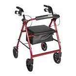 Drive Medical Aluminum Rollator Rolling Walker with Fold Up and Removable Back Support and Padded Se