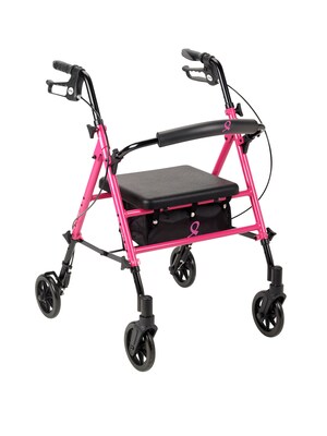 Drive Medical Breast Cancer Awareness Adjustable Height Rollator Rolling Walker Pink (RTL10261BC)