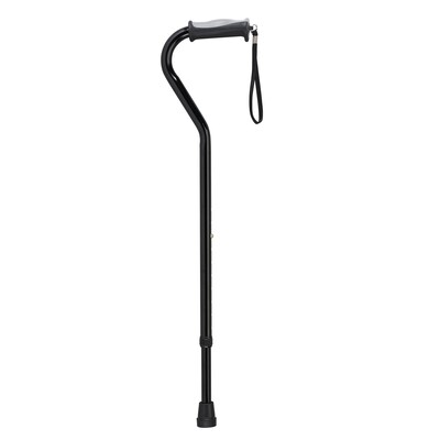 Drive Medical Adjustable Height Offset Handle Cane with Gel Hand Grip Black (RTL10372BK)