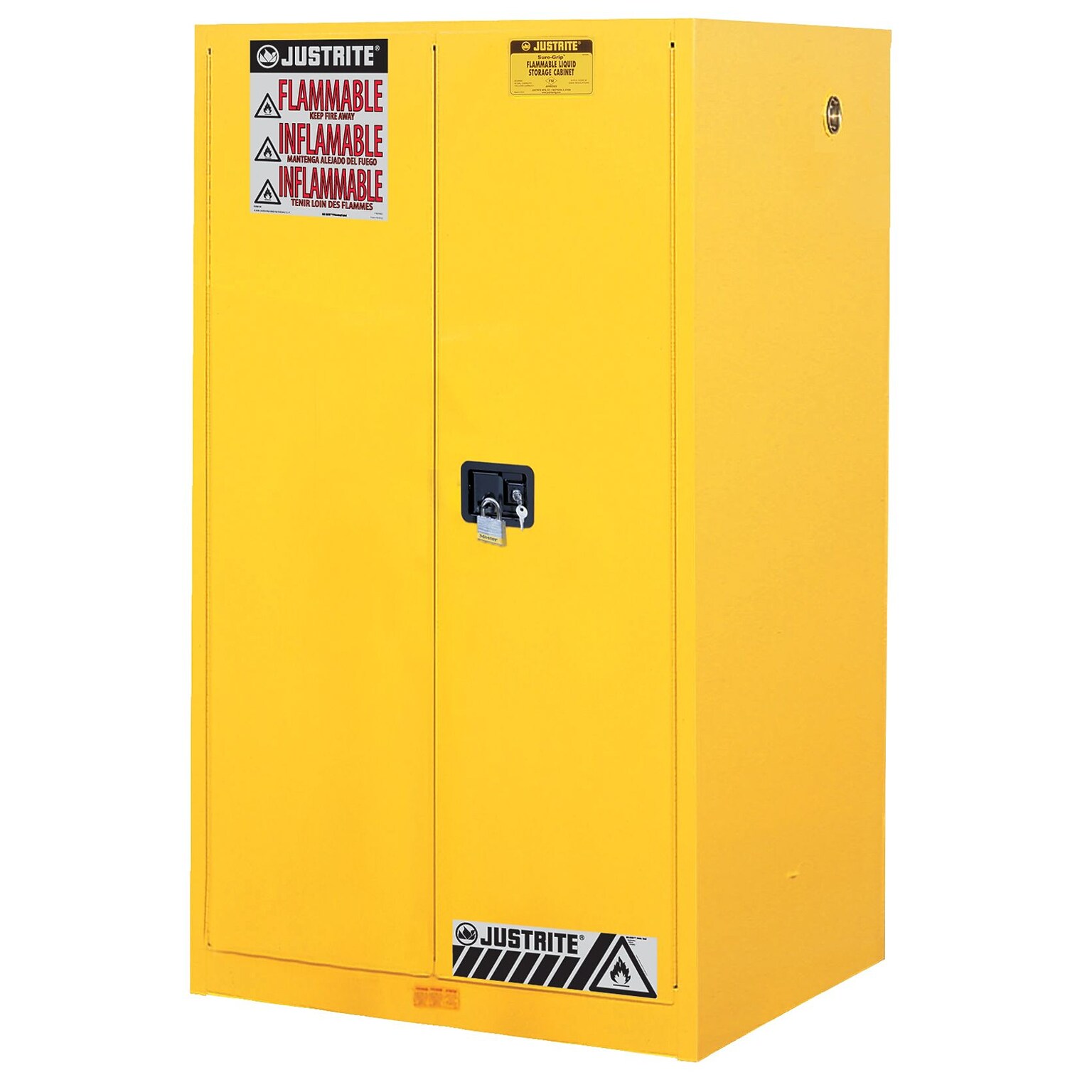 Justrite® Sure-Grip® Ex Flammable Safety Cabinet With 2 Self Close Doors, Yellow (400-894520)