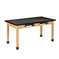 DWI Lab Table 30H x 48W x 24D Laminate, Oak Wood ChemArmor Top