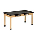 DWI Oak Table With Book Compartments 30H x 54W x 24D Wood ChemArmor Top