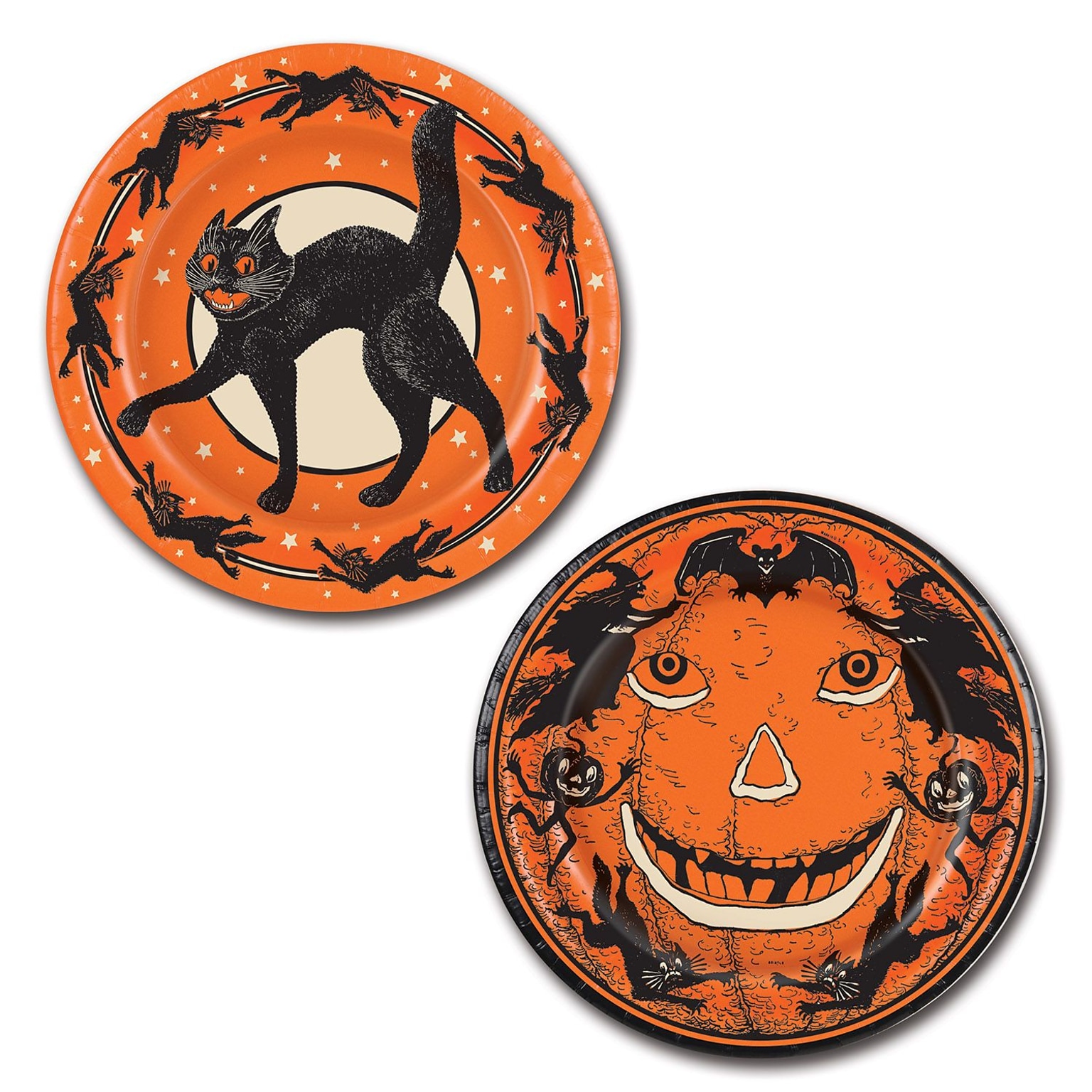 Beistle 9 Vintage Halloween Plate; Orange/Black, 16/Pack