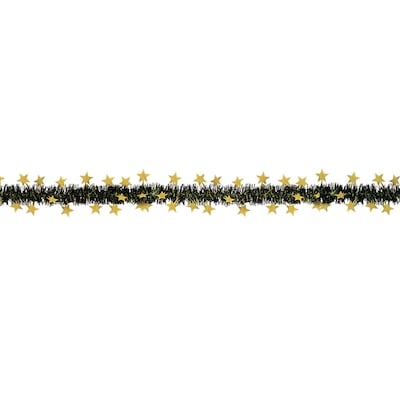 Beistle 12 Flame Resistant Metallic Star Garland; Black/Gold, 3/Pack