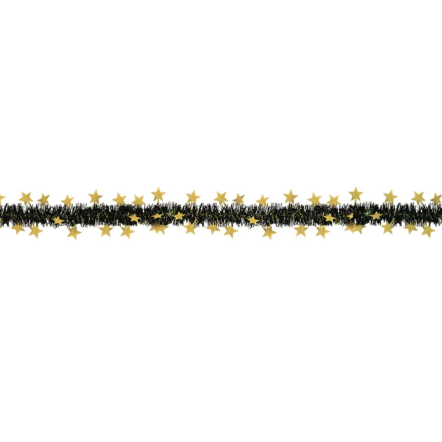 Beistle 12 Flame Resistant Metallic Star Garland; Black/Gold, 3/Pack