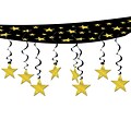Beistle 12 x 12 Stars Are Out Ceiling Decor; Black/Gold, 2/Pack
